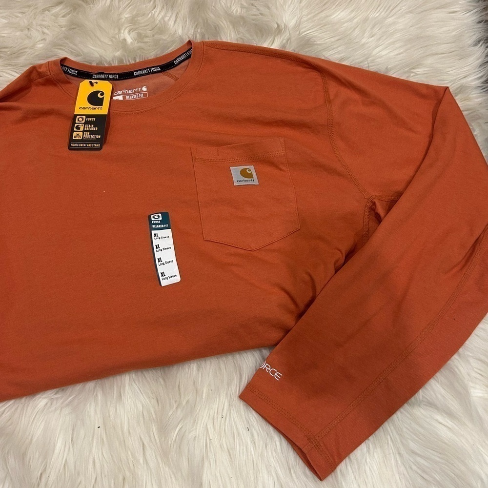Carhartt force relaxed fit midweight long sleeve orange size XL NWT